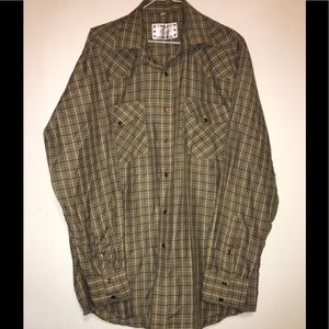 Vintage Crazy Cowboy Plaid Long Sleeved Shirt Large